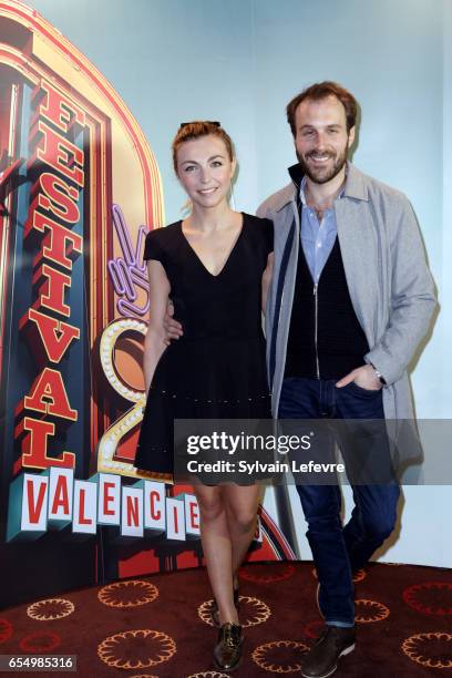 Amelie Etasse and Antoine Gouy attend closing ceremony photocall of Valenciennes Cinema Festival on March 18, 2017 in Valenciennes, France.