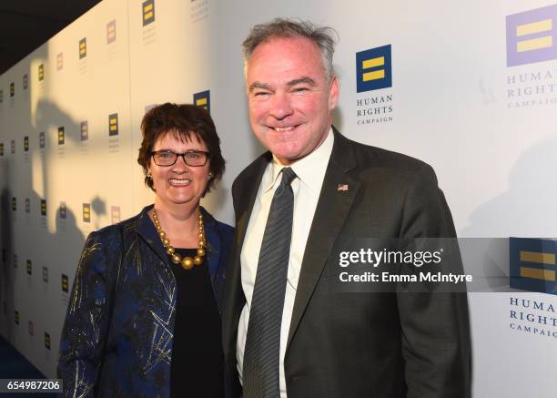 Senator Tim Kaine and Anne Holton at The Human Rights Campaign 2017 Los Angeles Gala Dinner at JW Marriott Los Angeles at L.A. LIVE on March 18, 2017...