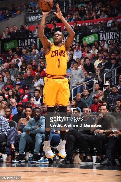 James Jones of the Cleveland Cavaliers shoots the ball against the LA Clippers on March 18, 2017 at STAPLES Center in Los Angeles, California. NOTE...