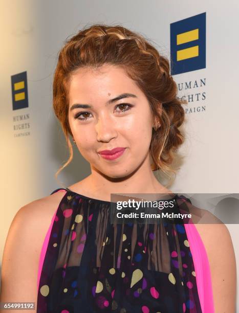 Actor Nichole Bloom at The Human Rights Campaign 2017 Los Angeles Gala Dinner at JW Marriott Los Angeles at L.A. LIVE on March 18, 2017 in Los...