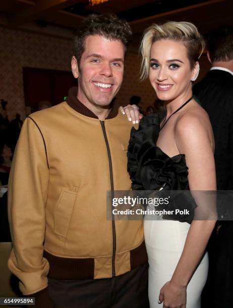 Internet personality Mario Lavandeira and singer Katy Perry at The Human Rights Campaign 2017 Los Angeles Gala Dinner at JW Marriott Los Angeles at...