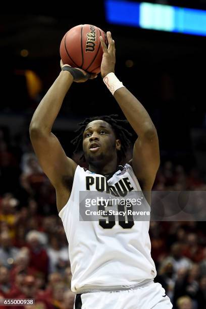 Caleb Swanigan of the Purdue Boilermakers attempts a shot in the second half against the Iowa State Cyclones during the second round of the 2017 NCAA...