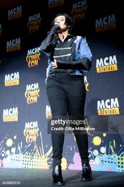 Cosplay performances at the end of day 1 of the MCM Birmingham Comic Con at NEC Arena on March 18, 2017 in Birmingham, England.