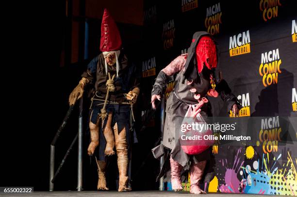 Cosplay performances at the end of day 1 of the MCM Birmingham Comic Con at NEC Arena on March 18, 2017 in Birmingham, England.