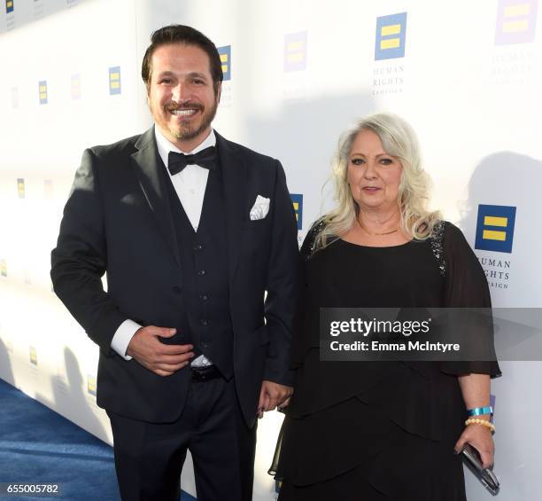 Stunt actor Shawn Balentine and guest at The Human Rights Campaign 2017 Los Angeles Gala Dinner at JW Marriott Los Angeles at L.A. LIVE on March 18,...