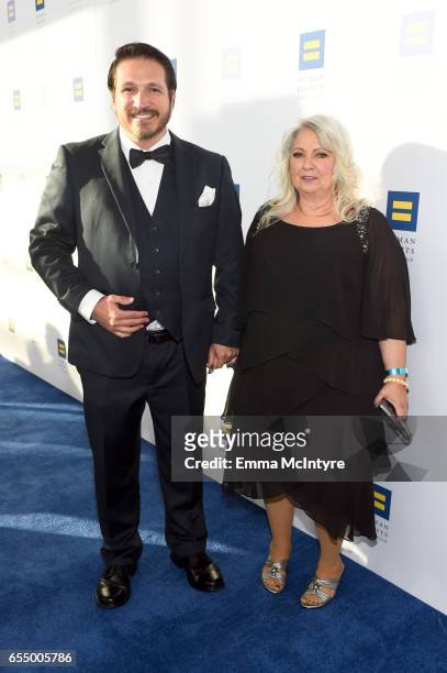Stunt actor Shawn Balentine and guest at The Human Rights Campaign 2017 Los Angeles Gala Dinner at JW Marriott Los Angeles at L.A. LIVE on March 18,...
