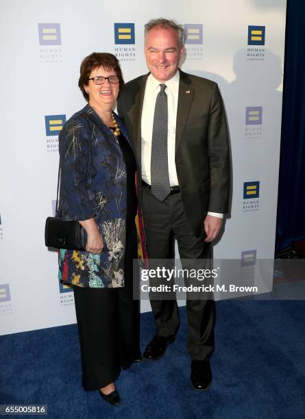 Senator Tim Kaine and Anne Holton at The Human Rights Campaign 2017 Los Angeles Gala Dinner at JW Marriott Los Angeles at L.A. LIVE on March 18, 2017...