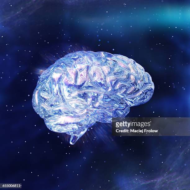 human brain made of galss - glass material stock illustrations