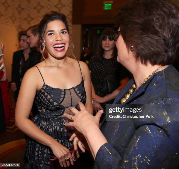 Actor America Ferrera and Anne Holton at The Human Rights Campaign 2017 Los Angeles Gala Dinner at JW Marriott Los Angeles at L.A. LIVE on March 18,...