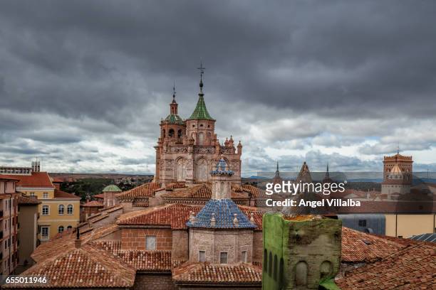teruel. roofs of the cathedral - mudéjar stock pictures, royalty-free photos & images