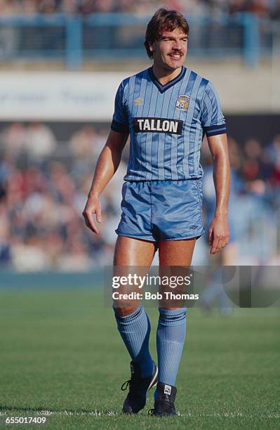 English footballer Sam Allardyce on the field for Coventry City during an English Division One match against West Bromwich Albion at Highfield Road,...