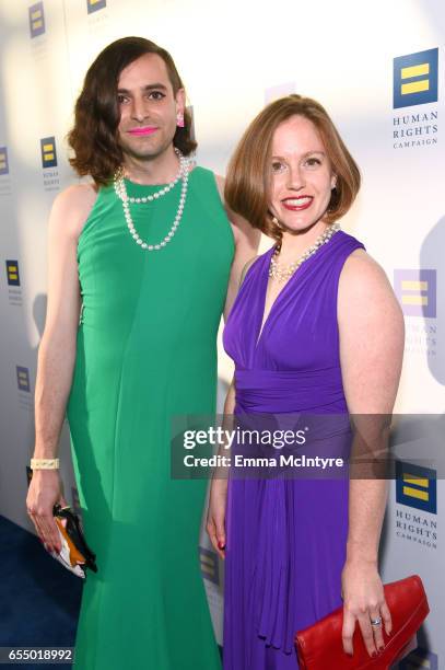 Writers Jacob Tobia and Naomi Sobel at The Human Rights Campaign 2017 Los Angeles Gala Dinner at JW Marriott Los Angeles at L.A. LIVE on March 18,...