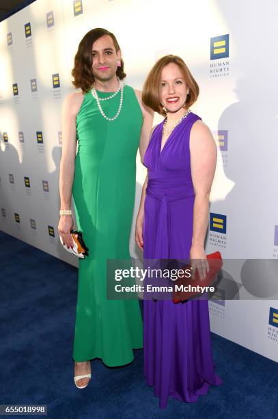 Writers Jacob Tobia and Naomi Sobel at The Human Rights Campaign 2017 Los Angeles Gala Dinner at JW Marriott Los Angeles at L.A. LIVE on March 18,...