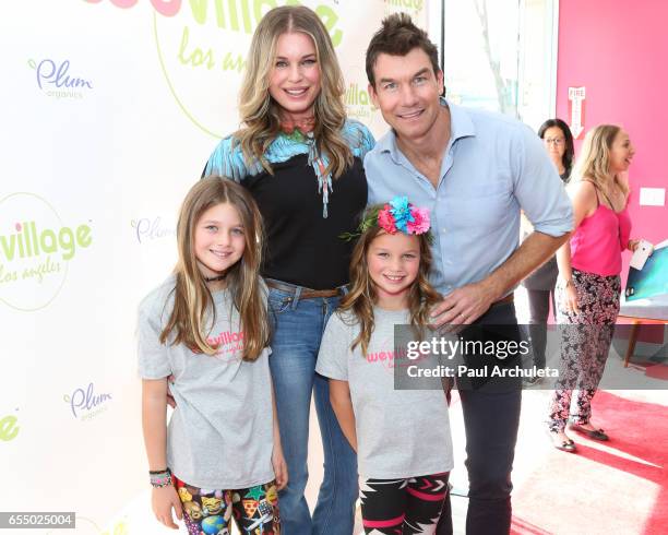 Dolly Rebecca Rose O'Connell, Rebecca Romijn, Charlie Tamara Tulip O'Connell and Jerry O'Connell attends the grand opening party for WeVillage at...