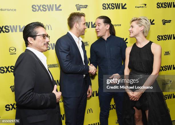 Actors Hiroyuki Sanada and Ryan Reynolds, Director Daniel Espinosa, and actress Olga Dihovichnaya attend the "Life" premiere during 2017 SXSW...