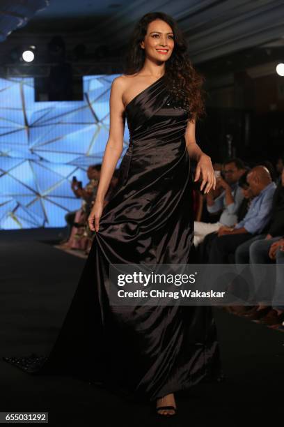 Dipannita Sharma walks the runway at the Nidhi Munim show during India Intimate Fashion Week 2017 at Hotel Leela on March 18, 2017 in Mumbai, India.