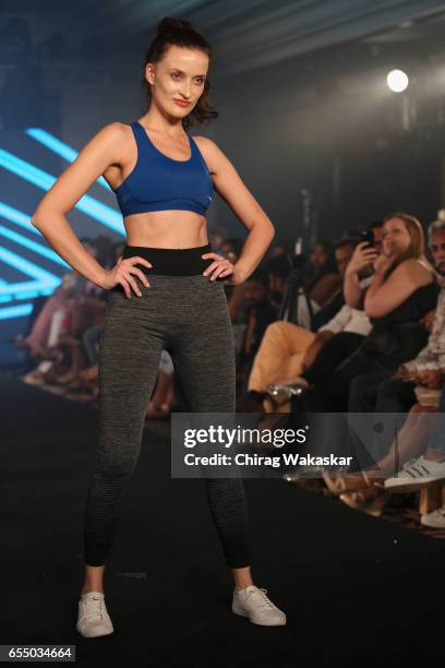 Model walks the runway at the Triumph International show during India Intimate Fashion Week 2017 at Hotel Leela on March 18, 2017 in Mumbai, India.