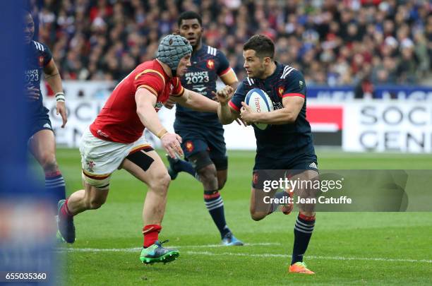 Brice Dulin of France in action during the RBS 6 Nations rugby match between France and Wales at Stade de France on March 18, 2017 in Saint-Denis...