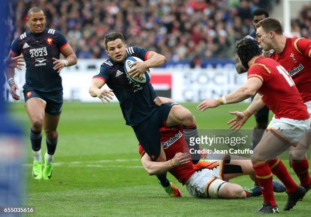 Brice Dulin of France in action during the RBS 6 Nations rugby match between France and Wales at Stade de France on March 18, 2017 in Saint-Denis...