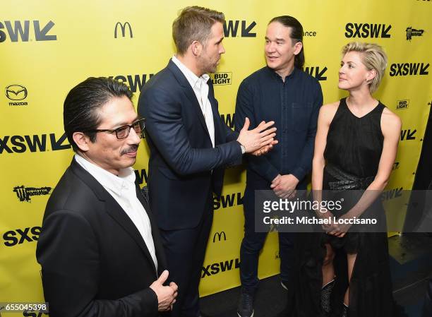 Actors Hiroyuki Sanada and Ryan Reynolds, Director Daniel Espinosa, and actress Olga Dihovichnaya attend the "Life" premiere during 2017 SXSW...