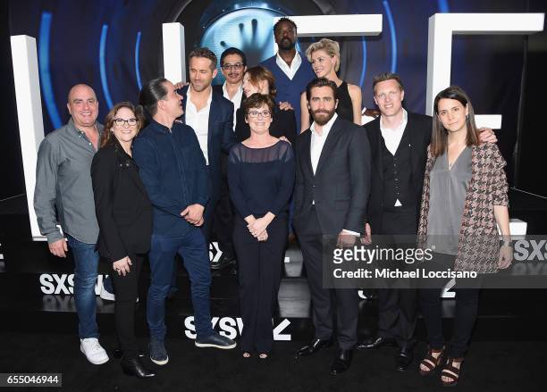 Producers Don Granger and Dana Goldberg, Director Daniel Espinosa, producer Bonnie Curtis, actor Jake Gyllenhaal, and producers David Ellison and...