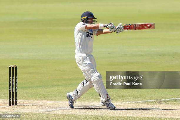Ed Cowan of New South Wales bats during the Sheffield Shield match between Western Australia and New South Wales at WACA on March 19, 2017 in Perth,...