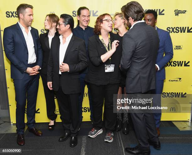 Actors Ryan Reynolds, Rebecca Ferguson and Hiroyuki Sanada, Director Daniel Espinosa, SXSW Film Festival Director Janet Pierson, and actors Olga...