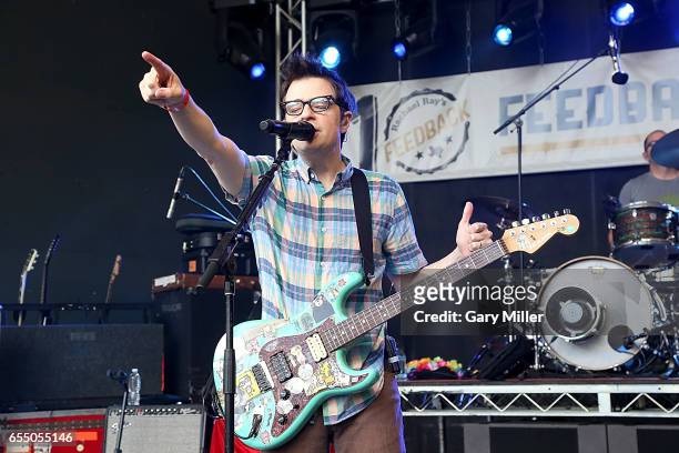 Rivers Cuomo performs in concert with Weezer at Rachael Ray's Feedback at Stubbs BBQ during South By Southwest Conference and Festival on March 18,...
