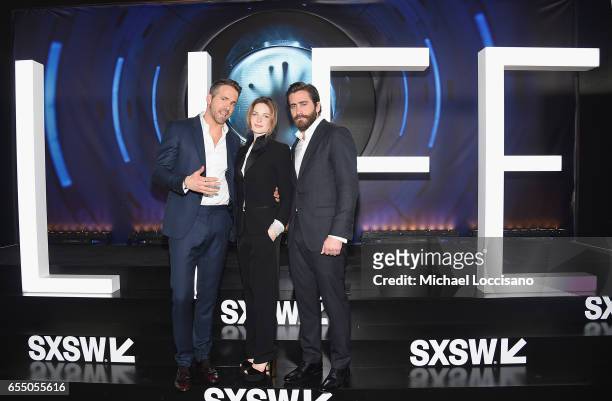 Actors Ryan Reynolds, Rebecca Ferguson and Jake Gyllenhaal attend the "Life" premiere during 2017 SXSW Conference and Festivals at the ZACH Theatre...
