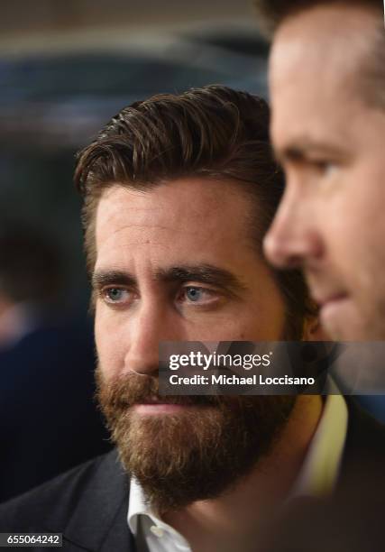 Actors Jake Gyllenhaal and Ryan Reynolds attend the "Life" premiere during 2017 SXSW Conference and Festivals at the ZACH Theatre on March 18, 2017...