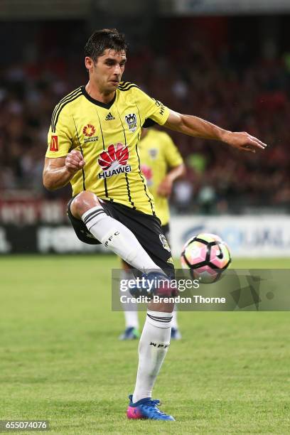 Guilherme Finkler of the Phoenix controls the ball during the round 23 A-League match between the Western Sydney Wanderers and the Wellington Phoenix...