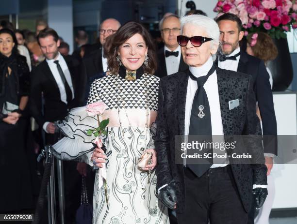 Princess Caroline of Hanover and Karl Lagerfeld attend the Rose Ball 2017 Secession Viennoise To Benefit The Princess Grace Foundation at Sporting...