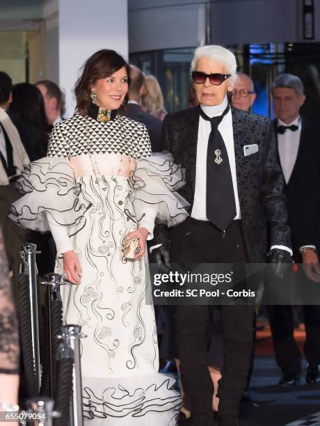 Princess Caroline of Hanover and Karl Lagerfeld attend the Rose Ball 2017 Secession Viennoise To Benefit The Princess Grace Foundation at Sporting...