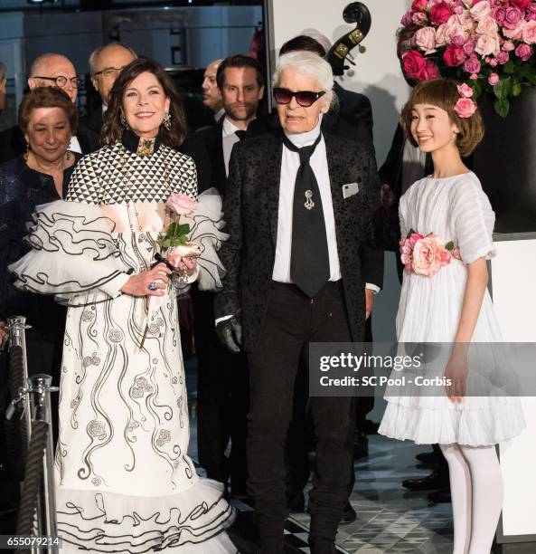 Princess Caroline of Hanover and Karl Lagerfeld attend the Rose Ball 2017 Secession Viennoise To Benefit The Princess Grace Foundation at Sporting...