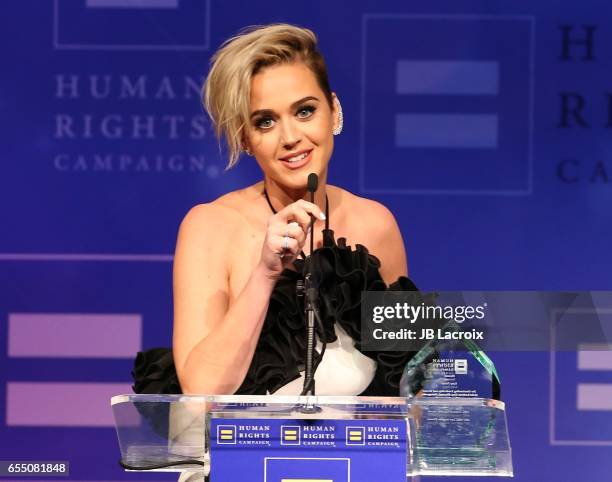 Katy Perry attends the Human Rights Campaign's 2017 on March 18, 2017 in Los Angeles, California.