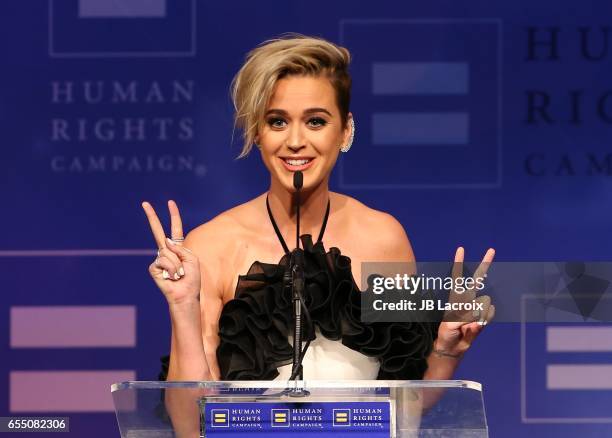 Katy Perry attends the Human Rights Campaign's 2017 on March 18, 2017 in Los Angeles, California.