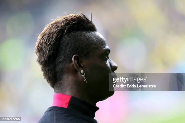 Mario Balotelli of Nice during the French League match between Fc Nantes and OGC Nice at Stade de la Beaujoire on March 18, 2017 in Nantes, France.