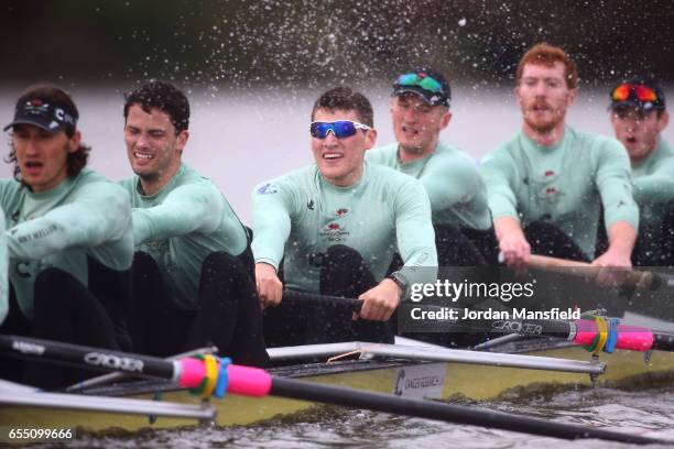 Lance Tredell, Patrick Eble, Aleksander Malowany, Timothy Tracey, James Letten and Freddie Davidson of CUBC race against the Italian National boat...