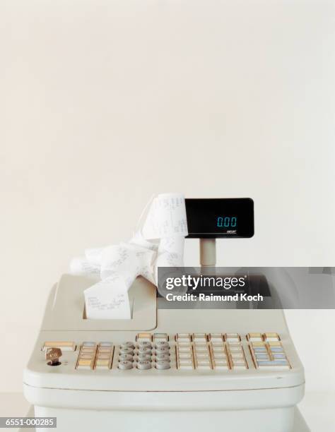 cash register and receipts - noughts stock pictures, royalty-free photos & images