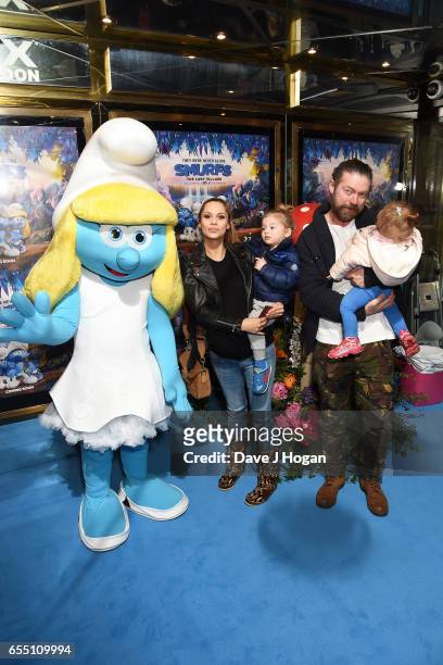 Lee Stafford and Jessica Jane Stafford attend the Gala Screening of 'Smurfs: The Lost Village' at Cineworld Leicester Square on March 19, 2017 in...