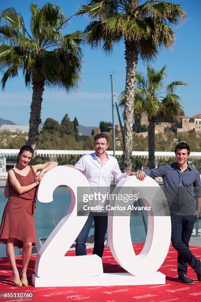 Spanish actress Maria Pedraza , director Esteban Crespo and actor Pol Monen attend 'Amar' photocall during the 20th Malaga Film Festival on March 19,...