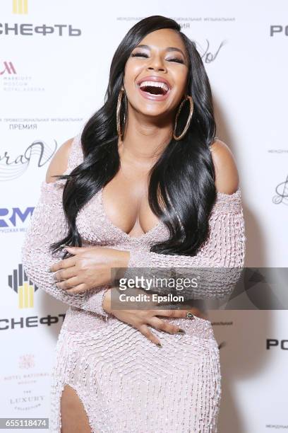 American singer Ashanti attends ceremony of presentation BraVo international music awards at the Bolshoi Theatre. On March 18, 2017 in Moscow, Russia.