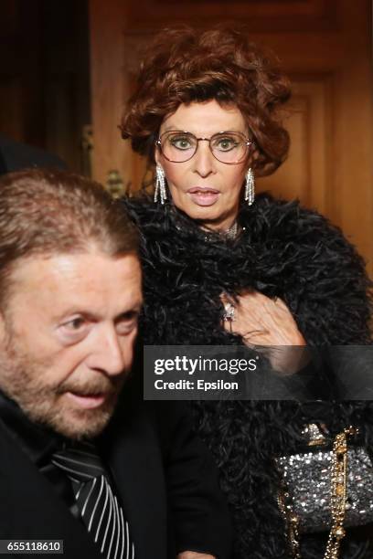 Italian actress Sophia Loren attends presentation BraVo international music awards at the Bolshoi Theatre on March 18, 2017 in Moscow, Russia.