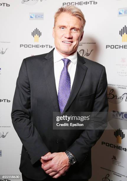 Actor Dolph Lundgren attends presentation BraVo international music awards at the Bolshoi Theatre on March 18, 2017 in Moscow, Russia.