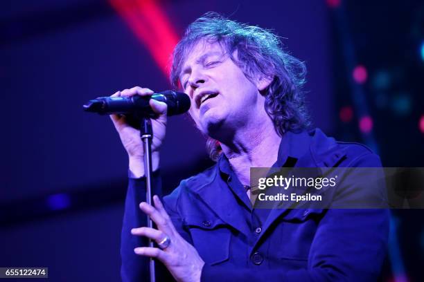 Peter Freudenthaler performs at afterparty of presentation BraVo international music awards at the 'Mir' Banquet room on March 18, 2017 in Moscow,...