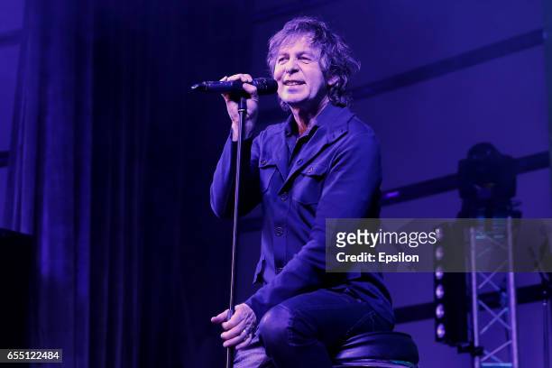 Peter Freudenthaler performs at afterparty of presentation BraVo international music awards at the 'Mir' Banquet room on March 18, 2017 in Moscow,...