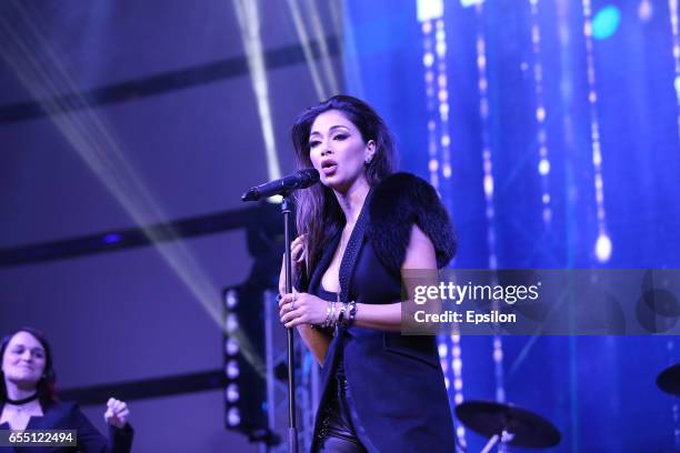 American singer Nicole Scherzinger performs at afterparty of presentation BraVo international music awards at the 'Mir' Banquet room on March 18,...