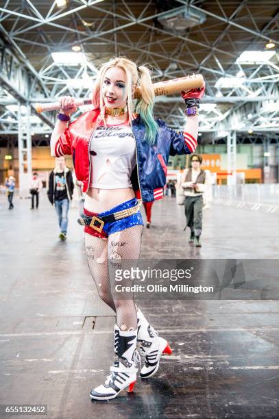 Cosplayer as Harley Quinn during the MCM Birmingham Comic Con at NEC Arena on March 18, 2017 in Birmingham, England.