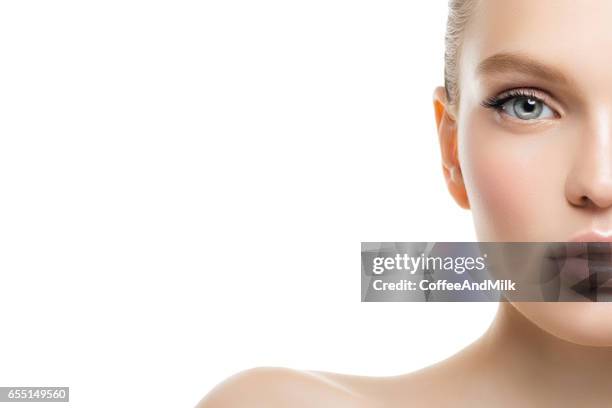 young beautiful woman - half full stock pictures, royalty-free photos & images