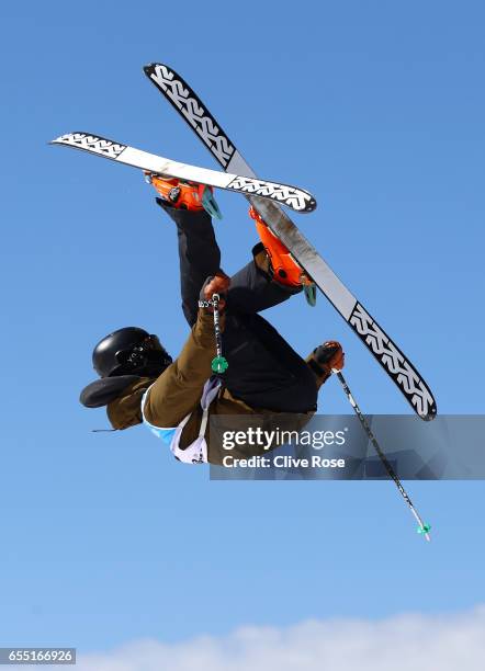 An athlete competes in the Men's Slopestyle final during day twelve of the FIS Freestyle Ski & Snowboard World Championships 2017 on March 19, 2017...